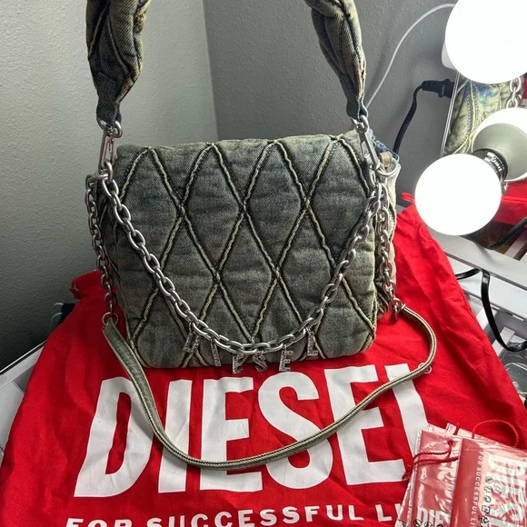 Diesel Quilted Denim Shoulder Bag (medium) - Picture 1 of 4